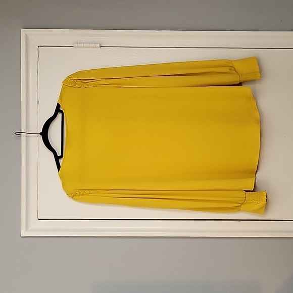 Loft Long Sleeve Blouse with Smocked Wrist in Bright Yellow - Picture 5 of 5